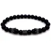 Charm Bracelets Luxurious Lion Long Tube Bracelet For Men Fashion 8mm Black Matte Beaded Jewelry GiftCharm Inte22