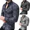 Men's T-Shirts Men Fashion Casual Shirt Long Sleeve Floral Printing Slim Fit Male Social Business Dress Fitness Sports ClothingMen's Imon22