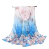 Ny vår- och höstvinterkvinnor Flower Print Silk Chiffon Georgette Soft Long Scarves Women039S Beach Scarves Shawl Cachec4189575