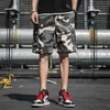 Summer Men's Outdoor Camouflage Cargo Shorts Pocket Cotton Casual Half Pants Mid Waist Drawstring Loose Bib Overalls 7XL 220509