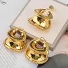 Hoop & Huggie Women Large Earrings Lightweight Golden Brass Fashion Costume Jewelry For Ladies BigHoop Kirs22