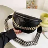 Diamond Lattice PU Leather Waist Bags For Women Luxury Thick Chain Fanny Packs Female Pack Wide Strap Crossbody Belt Bag 220527