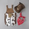 Giyim Setleri Toddler Bebek Erkek Kız Giysileri Kamuflaj Baskılı Kovboy Kostüm Kıyafeti Romper Şapka Eşarp Partisi 0-24mclothing