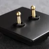 Interruptor retrô de controle de casa inteligente 1-4 grupos 2 vias preto PC fosco painel luz de parede alavanca de latão alternância simples dupla