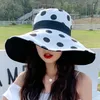 Beanie/Skull Caps Double Side Dot Summer Women Bucket Hat Large Wide Brim Outdoor Beach Fisherman Cap Foldable UV Proof Sun Protection Bucke