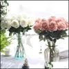 装飾的な花の花輪お祝いパーティー用品ホームガーデンllフレッシュローズリアルタッチ人工ローズフローラー装飾dhvlw