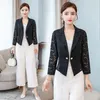 Women's Jackets Spring Summer Suit Women Coat Black White Sunscreen Lace Flower Blazers Blouse Jacket Air-Conditioned E100