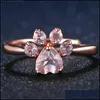 Wedding Rings Cute Cat Dog Bears Paw For Women Romantic Animal Cz Heart Rose Gold Color Resizable 451 Q2 Drop Delivery Jewelry Dh1Kr