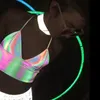 Tanks pour femmes Camis Femmes V Neck Sexy Sexy Holographic Bralette Crop Top Sobrage Réflexion Fashion Summer 2022 Sans débardeur