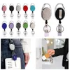 Party Favor Diamond-studded clay easy-to-pull Metal oval full-diamond telescopic easy to pull creative badge hanging ID buckle DE290