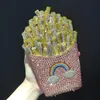 أكياس مسائية Xiyuan French Fries Bag Women Blue/Green Clastal Clastal Bridal Party Partys وحقائب اليد الكتف