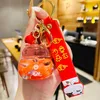 Keychains Cute Maneki Neko Lucky Cat Liquid Crystal Quicksand Rubber Wristband Anime Keychain Key Chain For Women Bag Pendent Charms D770