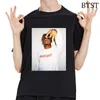 Camiseta de algodão preto masculino de Harajuku moda de hip hop com suco wrld cantor