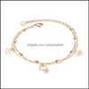 Charm armband smycken mode rosguld hjärta mynt justerbar kedja länk rostfritt stål armband för kvinna tjej droppleverans 2021 apqg0