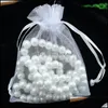 Bolsas de joalheria bolsas de embalagem exibem brancas pequenas bolsas de organza dstring festas wedding wedding weed cidy wrap squra presente 7x9cm 2.75x3.