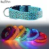 Leopard Led Dog Collar Luminous 조정 가능한 S PET Night Safety Nylon Bright 220815