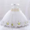 Vestidos de menina branco flor rosa batismo primeiro primeiro aniversário vestido para roupas de bebê menina criança princesa rendas festa miçangas fantasias 0-5 anos