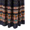 Mode Bohemian Long Kjol Kvinnors Eleganta Semester Sommar Casual Hög Elastisk Midja Blommig Print Sea Blue Retro 220322