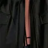 LAUTARO Spring herfst koel retro casual oversized zwarte waterdichte zachte faux lederen jassen voor vrouwen rits elastische taille 220815