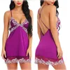 Dames slaapkleding vrouwen bloemen kanten satijnen jurk nachthemd lingerie open rug v-neck nachtdress sling nachtkleding