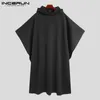 Mode hommes Cape manteaux à capuche solide ample Streetwear Punk coupe-vent hommes Trench Chic hiver longue Cape Poncho INCERUN 220803