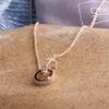 Pendant Necklaces Special Round Interlocking Necklace Exquisite Good Luck Double Circles Diamond Women Ring Jewelry GiftsPendant P203H