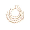 4pcs New Fashion Link Chain Bracelets Women Girls Personality 18k Gold Star Heart Chains Bracelet Jewelry Wholesale