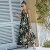 Abiti casual Estate Maxi Bohemian Scollo a V Canotta Floreale Prairie Chic Backless Fit Flare Cute Black Navy Brown Long Slip DressCasual