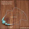 Hanger kettingen hangers sieraden dames ronde kralen tibetaanse sier turquoise mode cadeau nationale stijl vrouwen diy ketting drop levering