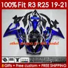 Kit carene OEM per YAMAHA YZF-R3 YZF-R25 YZFR3 YZFR25 19-21 Corpo 141No.140 100% Fit YZF R 3 25 R-25 2019 2020 2021 Telaio R3 R25 19 20 21 Stampo a iniezione Carrozzeria ciano bianco