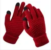 Cinco dedos luvas de inverno Tela de toque de inverno homens homens malhas esticadas quentes imitar lã dedo completo guantes feminino luvas espessura