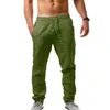 Calça de linho de algodão masculino verão de verão respirável colorido de cânhamo de fitness streetwear size m 4xl 220524