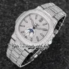 2022 R8F R8F5726 Cal.A324 R8F324 Fase de luna automática Reloj Diamantes pavimentados Caja de palo azul Dial helado con joyas de pulsera de diamantes bling Eternity Watches