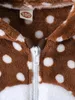 Toddler Boys Polka Dot Print Zip Up Hooded Flannel Jacket Hon