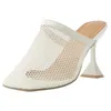 38 Sandaler damer Storlek Kvinnor Fashion Summer Solid Color Hollow Breattable Mesh High Heel Sports Womensandals 98585 Sandaler
