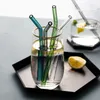 DHL Coloré Pailles En Verre Paille À Boire Réutilisable Écologique Haute Paille En Verre Borosilicate Tube En Verre Bar Drinkware sxmy1