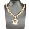 Ghost tongue size black eyes funny expression Street trendy man zircon hip hop Pendant Necklace Jewelry