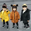 Crianças inverno meninos meninas casaco fofo urso bebê parka algodão grosso e acolchoado jaqueta quente roupas sólidas molduras longas moleta