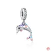 925 Sterling Silver Ciondola Charm Cute Cat Dolphin Beads Bead Fit Pandora Charms Bracciale Accessori gioielli fai da te