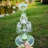 14 mm vrouwelijk gewricht groen paarse waterpijppak met dubbele recycler glazen bong gesneden donut percolator olie dab rigs sidecar met kom XL-320