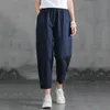 Kvinnors Harembyxor Sommar Vintage Bomull Linen Kvinna Casual Loose Plus Storlek Ankel Längd Mamma Pant Kvinna Byxor 220325