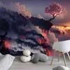 Tapiz de flor de cerezo japonés, papel tapiz bohemio con panorama, alfombras, decoraciones, tela para sala de estar, Tapiz J220804