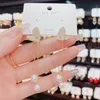 S3096 Joyería de moda S925 Aguja de plata Diamante Corazón Faux Pearl Pendientes colgantes para mujer Pendientes largos con borla