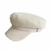 Berets Sun Fashion Unisex Leinen Militärhut Herbst Matrosenhüte für Frauen Männer Flat Top Captain Cap Reise Cadet Navy CapsBerets Davi22