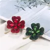 Green or Red Crystal Rhinestones Leaf Plant Brooch Pins Jewelry for Women GC1120