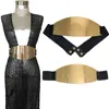 أحزمة أنيقة ماركة بلينغ لامعة المرأة الخصر واسعة البيضاوي لوحة معدنية مرآة حزام مطاطا obi الفضة الذهب BG-044 B02V