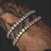 Tennis Bracelets Jewelry 5mm 4mm Iced Out Diamond Bracelet Zirconia Triple Lock Hiphop Row Cubic Mens Drop Delivery