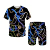 Men's Tracksuits Vintage Printed Mens Summer Two Piece Sets Fashion Casual Short Sleeve T-shirts And Outfits Men 2022 Hipster Streetwear