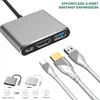 Hubs Type-C USB C vers convertisseur compatible 3 ports en 1 câbles de tête Port d'affichage pour PC portable téléphone TV adaptateur de charge rapideUSB HubsUSB