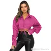 Elegant Long Sleeved Women Shirt Solid Color Cardigan Bandage Blouse Lapel Single Breasted Urban Leisure Fashion Crop Tops